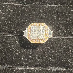 Princess Cut Center Stone Sterling Silver Cubic Zirconia Pink Engagement Ring 8